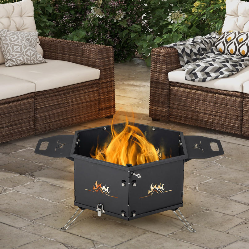Giantex Fire Pit Grill, Outdoor Fire Pit with Removable 360° Swivel Cooking Grate