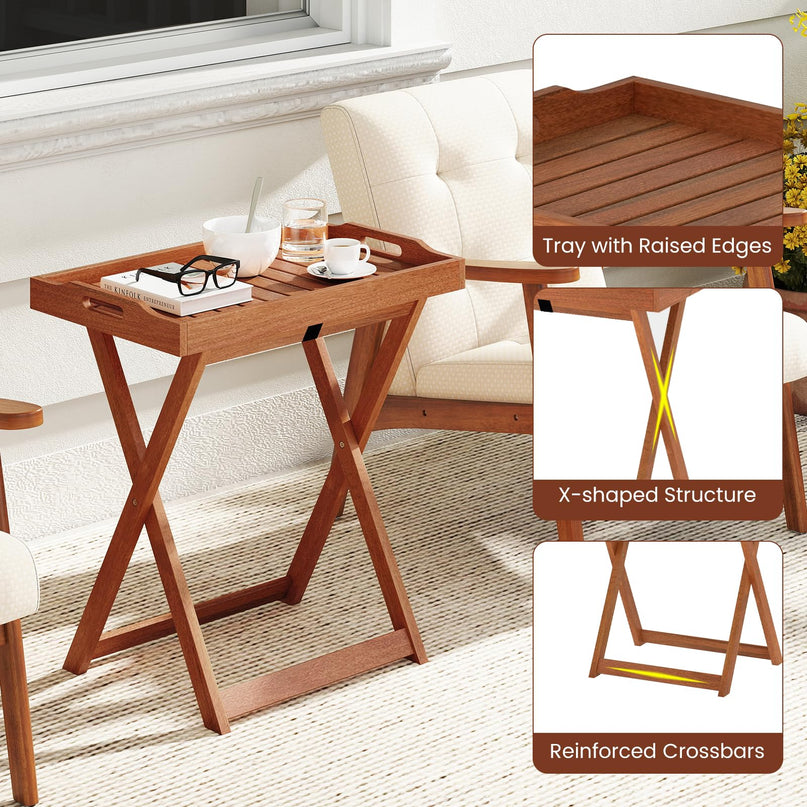 Giantex Outdoor Side Table with Removable Tray Top
