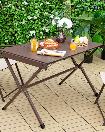 Giantex Folding Camping Table, Aluminum Picnic Table for 4-6 Person