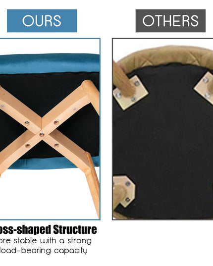 Set of 2 Velvet Dining Chairs, Modern Leisure Accent Living Room Chair w/Wood Legs, Non-Slip Foot Pads