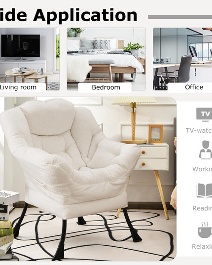 Giantex Set of 1/2 Lazy Chairs, Modern Sherpa Accent Chair w/Upholstered Single Sofa Chair w/Armrests & Side Pocket