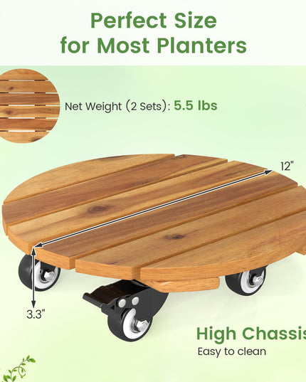 Giantex 2/4 Pcs Plant Caddy with Wheels
