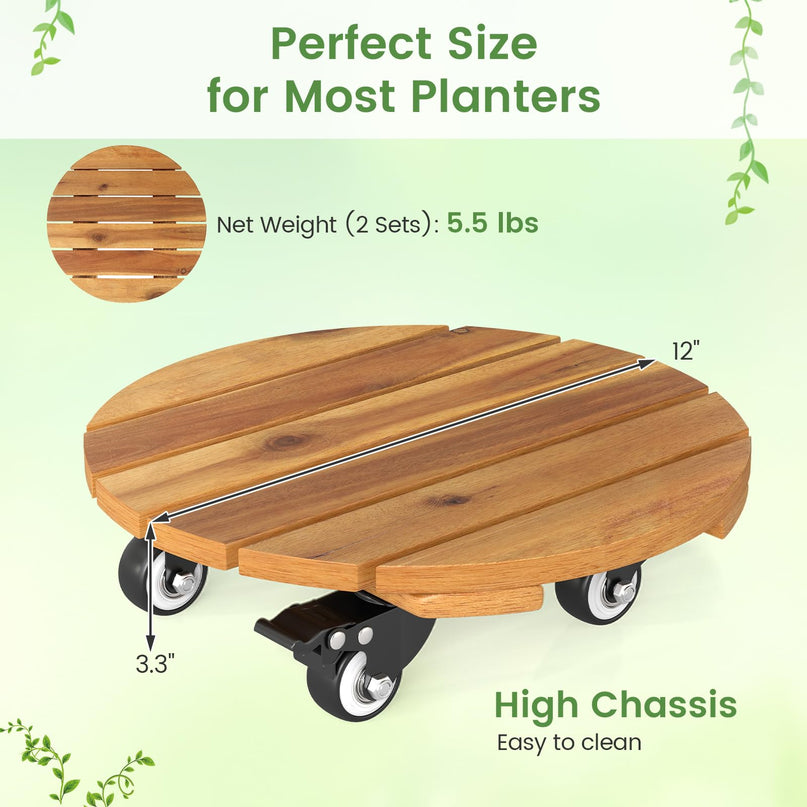 Giantex 2/4 Pcs Plant Caddy with Wheels