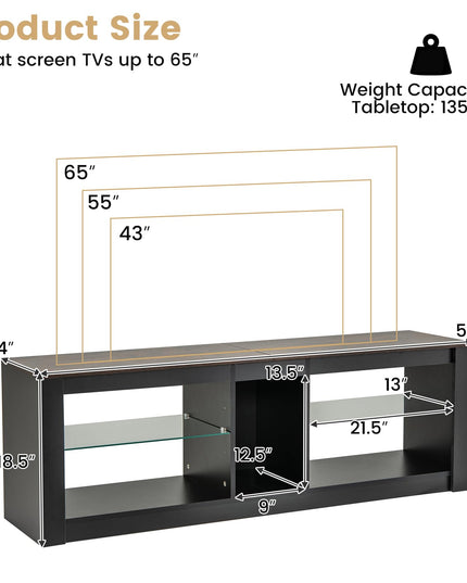 Giantex 55" LED Light TV Stand - Media Console for TVs up to 65 inches