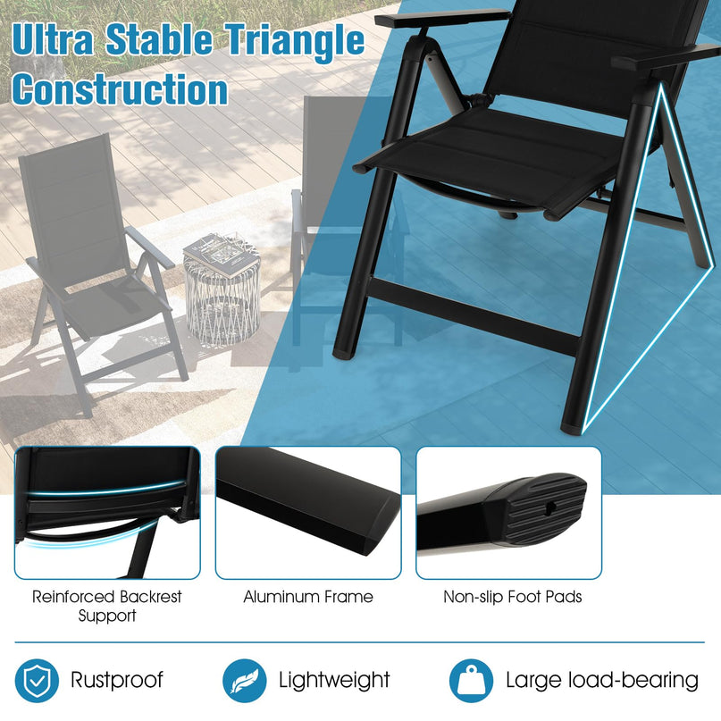 Giantex Patio Folding Dining Chair, Lightweight Outdoor Chair with Padded Seat