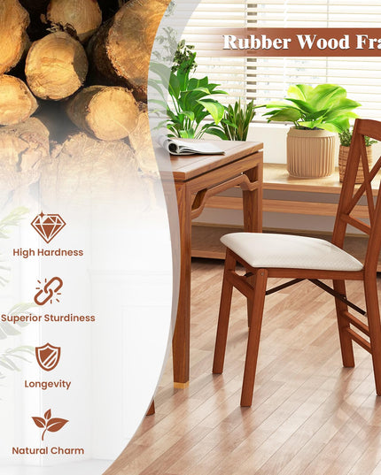 Giantex Folding Dining Chairs Set of 2/4, Modern Kitchen Chairs w/Padded Seat & Cross Backrest
