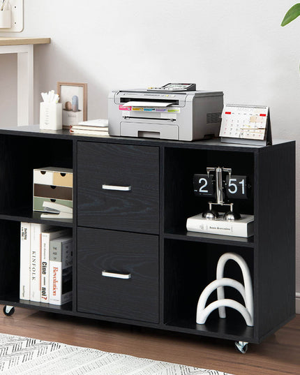 Giantex File Cabinet Office Organization - Filing Cabinet W/ 2 Drawers, 4 Open Compartments