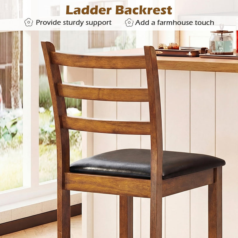 Chaises de bar Giantex de 61 cm à dossier échelle en bois, hauteur comptoir, avec assise rembourrée en similicuir (lot de 2 ou 4)