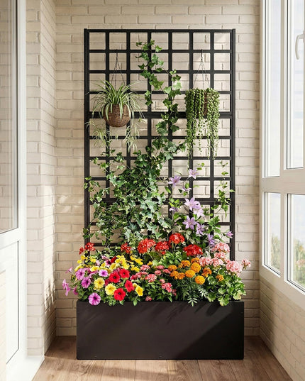 Giantex 36" x 16" x 77" Metal Raised Garden Bed with Trellis
