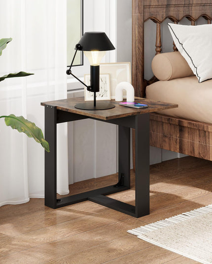Giantex Square Industrial Bedside Night Stand with T-Shape Metal Frame