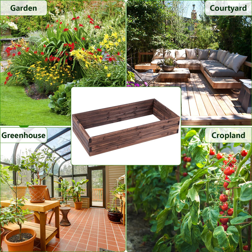 Rectangular Planter for Patio and Lawn 47'' L x 24'' W x 9'' H, (Brown)