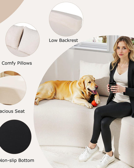 Giantex 78.5" Sofa Couch with 2 Cozy Pillows for Living Room
