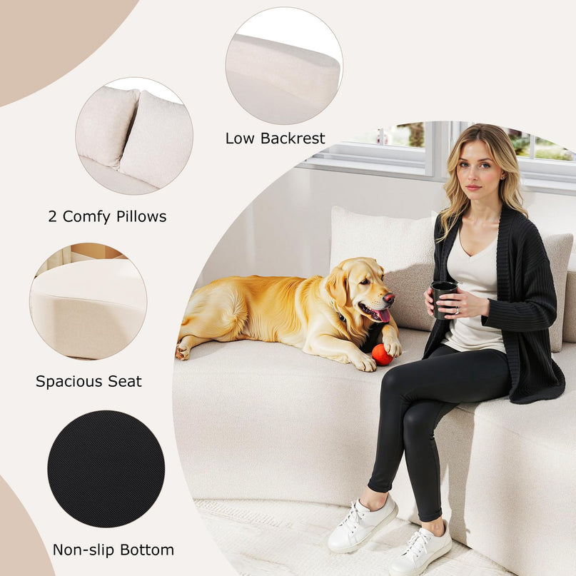 Giantex 78.5" Sofa Couch with 2 Cozy Pillows for Living Room