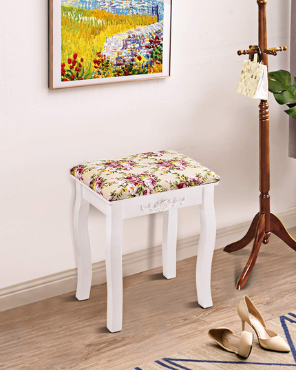 Vanity Stool Wood Dressing Padded Chair