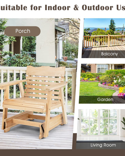 Giantex Outdoor Glider Rocking Chair - Set of 2 Wood Porch Rocker