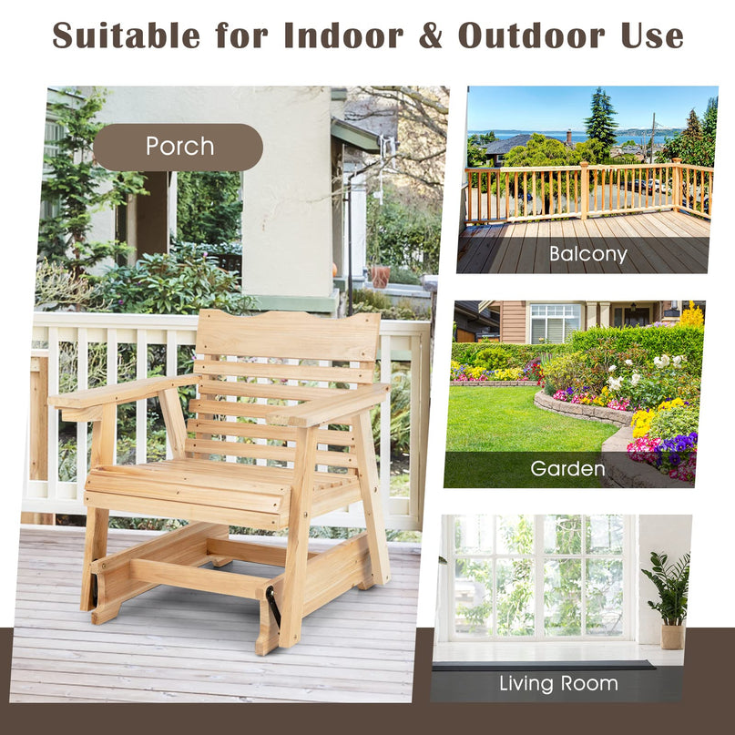 Giantex Outdoor Glider Rocking Chair - Set of 2 Wood Porch Rocker