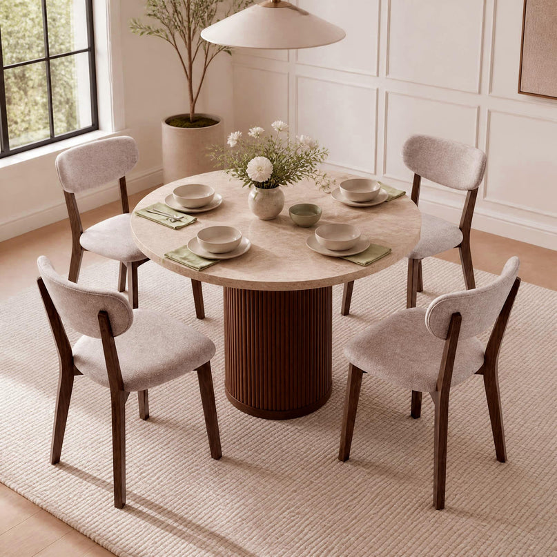 GIANTEX Wood Dining Chairs Set of 4 with Curved Padded Backrest