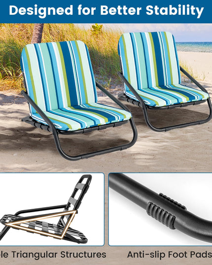 Giantex 2/4-Pack Beach Chairs for Adults, Folding Camping Chairs with Aluminum Frame, Quick-Drying Cotton Cushion