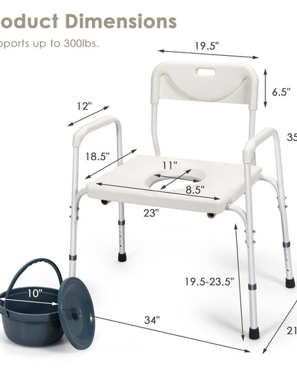 Giantex 3-in-1 Bedside Commode Chair
