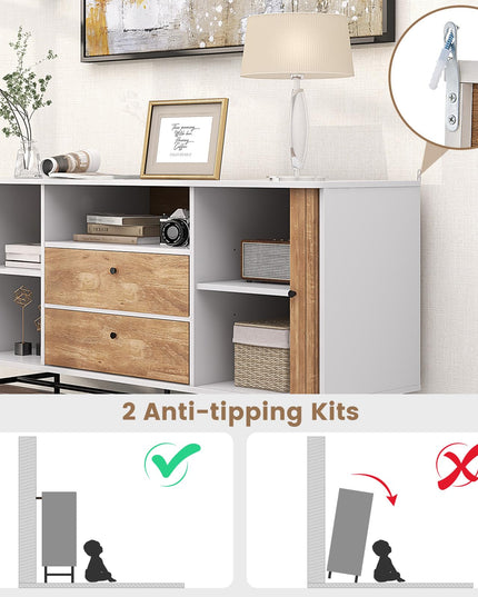 Giantex Buffet Cabinet with Storage, 59" Modern Coffee Bar Sideboard w/Sliding Tambour Doors