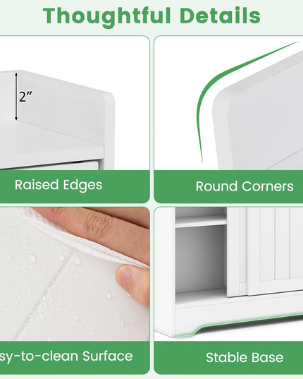 Giantex Bathroom Floor Cabinet w/2 Sliding Doors & Adjustable Shelves