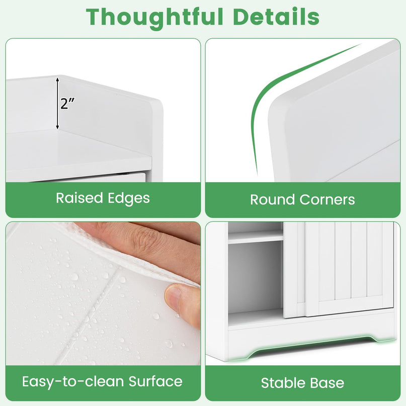 Giantex Bathroom Floor Cabinet w/2 Sliding Doors & Adjustable Shelves