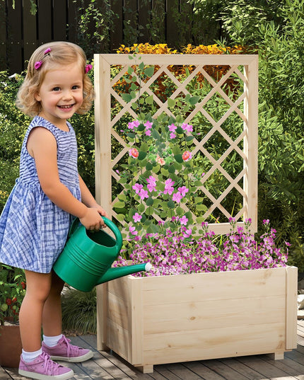 Giantex Raised Garden Bed with Trellis for Climbing Vine Flower Herb Vegetable Fruit