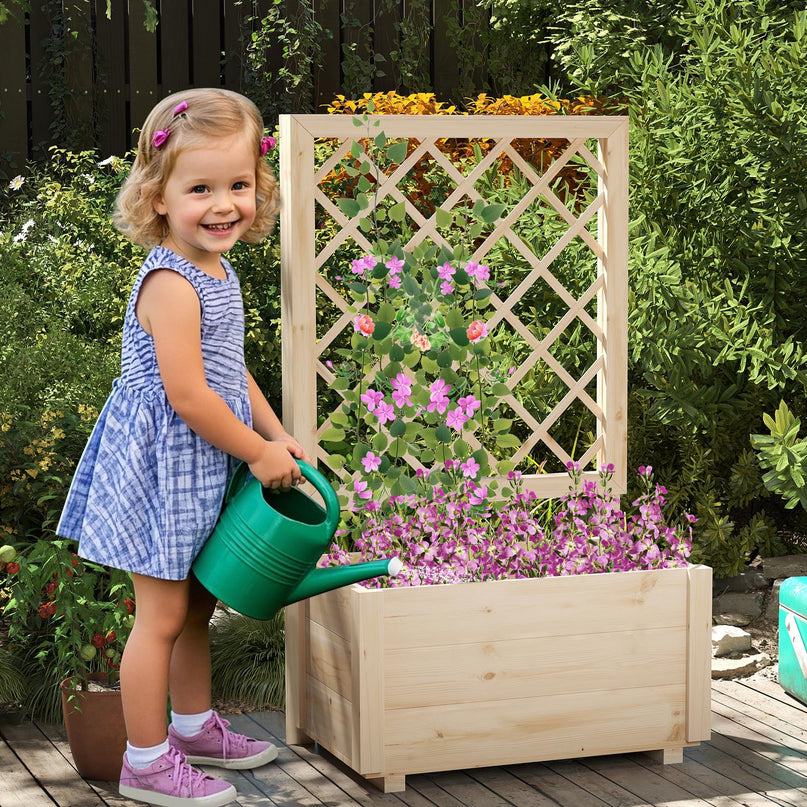 Giantex Raised Garden Bed with Trellis for Climbing Vine Flower Herb Vegetable Fruit