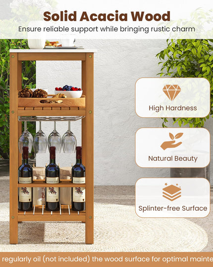 Giantex Acacia Wood Outdoor Side Table(Without Drawer)