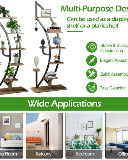 Giantex 6 Tier Metal Plant Stand Indoor, 61" Half Moon Plant Shelf