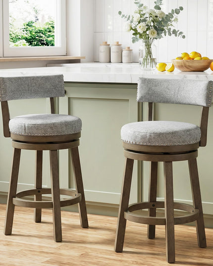 Giantex 27" Counter Height Stool with Linen Fabric Upholstered Seat & Back