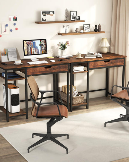 Giantex Computer Desk with Drawers and Power Outlets