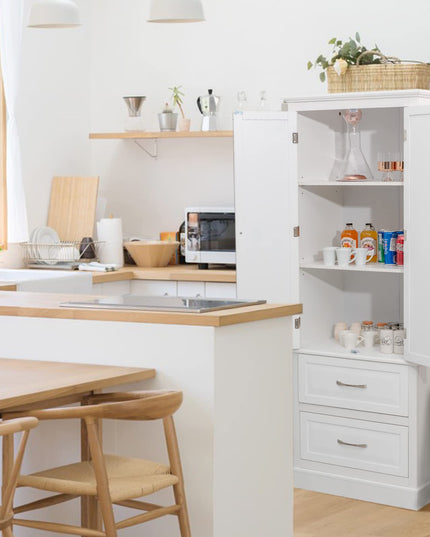 Giantex Kitchen Pantry Cabinet - 62” Floor Storage Cabinet with 2 Large Drawers(White)
