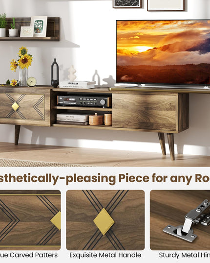 Giantex 85 Inch TV Stand and 2 Floating Shelves Set