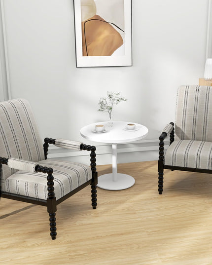 Giantex Mid Century Modern Spindle Accent Chair Set of 1/2, Upholstered Armchair w/Rubber Wood Frame