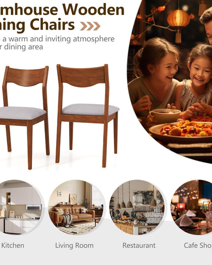 Giantex Wooden Dining Chairs Set of 2/4, Linen Fabric Upholstered Kitchen Chairs w/Rubber Wood Frame