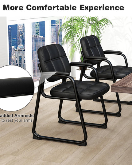 Giantex Waiting Room Chairs, Reception Guest Chair with Padded Armrests, Metal Frame & Sled Base