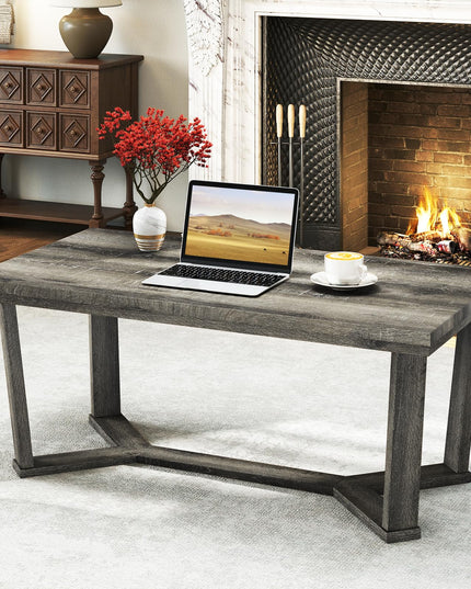 Giantex Farmhouse Wood Coffee Table for Reception Office