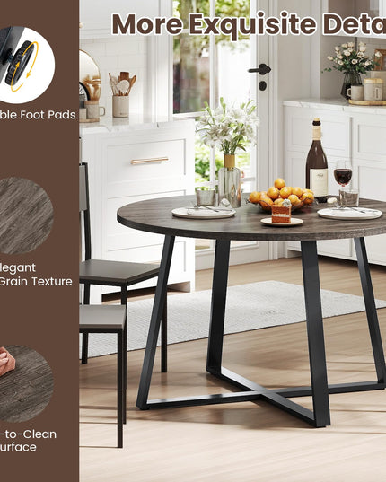 Giantex 47-inches Round Dining Table with Metal Pedestal Base