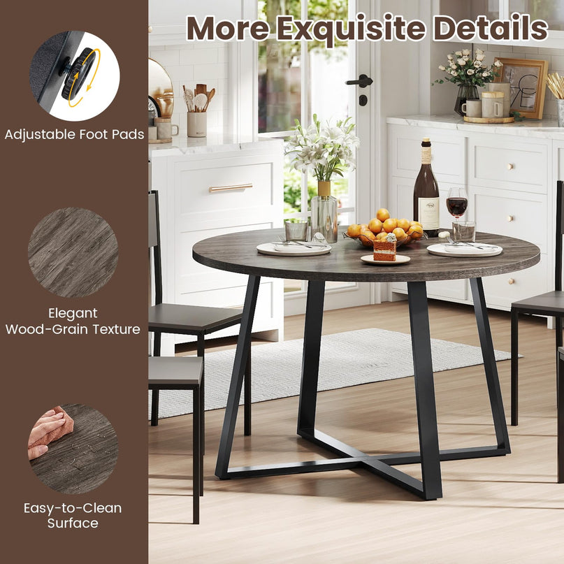 Table de salle à manger ronde Giantex de 47 pouces avec pied central en métal