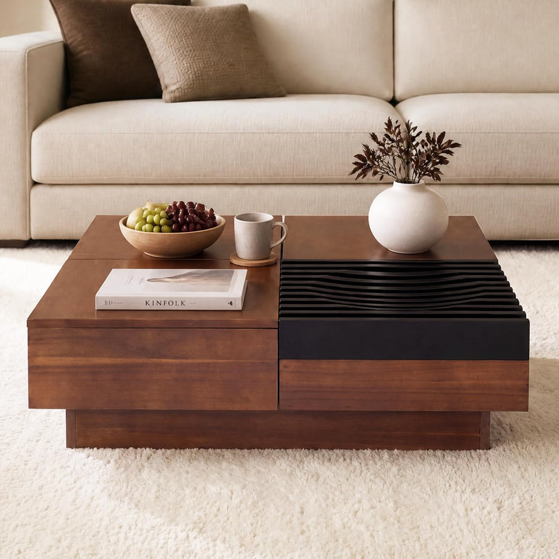 GIANTEX 32" Square Coffee Table with Sliding Top