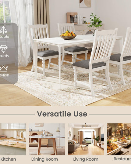 Giantex Wood Dining Chairs Set of 2, Farmhouse Kitchen Chairs with Solid Wood Frame, Max Load 355 Lbs