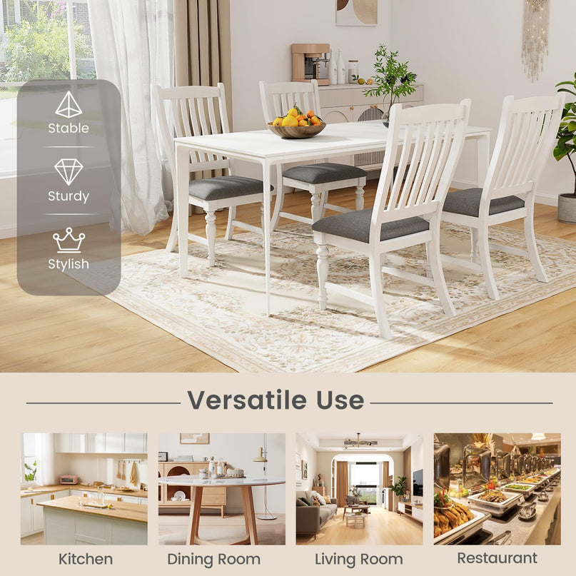 Giantex Wood Dining Chairs Set of 2, Farmhouse Kitchen Chairs with Solid Wood Frame, Max Load 355 Lbs