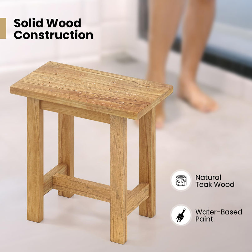 Giantex Teak Shower Bench Stool for Seniors