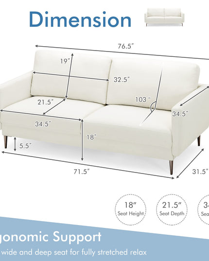 Giantex Sofa Couch, for Bedroom, Reception Rooms, Chair & Loveseat(Grey & White)