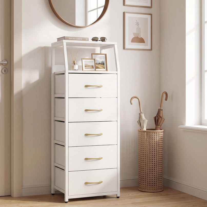 GIANTEX Tall Dresser with 4/5 Fabric Drawers & Metal Frame for Living Room (1/2)