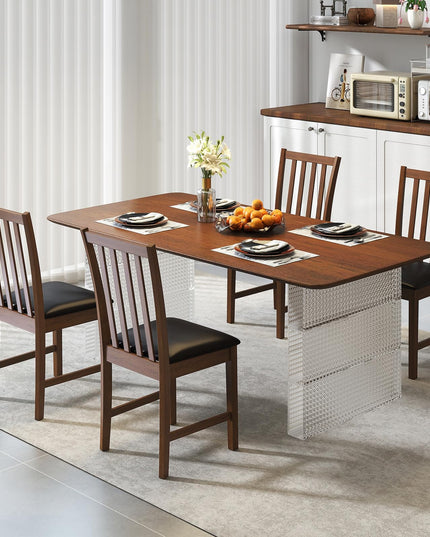 Giantex Wooden Dining Chairs Set of 2/4 Faux Leather Upholstered Kitchen Chair