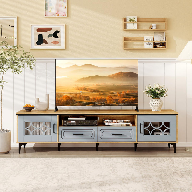 Giantex Wood TV Stand for TVs up to 80" Modern Entertainment Center