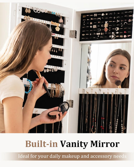 CHARMAID Lockable Standing Swivel Jewelry Armoire with Full Length Mirror