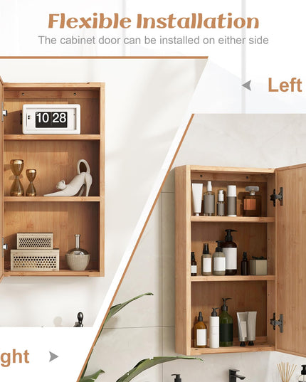 Giantex Medicine Cabinet Mirror, Bathroom Wall Cabinet with Reversible Single Door, 2 Adjustable Shelves